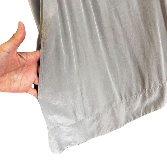 J JILL 100% Silk Tunic Top Dress Button Front Long Sleeve Pockets Round Neck, M - Picture 4 of 14